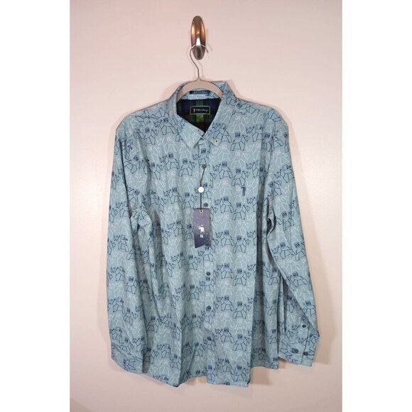 William Murray Scotch Blend Scottie‎ Dog Stretch Button Down Shirt Size L NWT - Picture 1 of 5